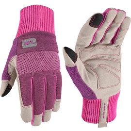 Wells Lamont - Guantes de trabajo y jardinería de malla 3D transpirables de alta destreza para mujer, color rosa, talla M (7764M), color morado ciruela