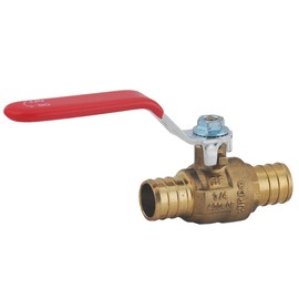 PEX Brass Ball Valve, 3/4-in PEX Lead Free Brass Shut Off Ball Valve with Red & Blue Long Lever Or T Handle,Pex Barb Water Valve with cUPC Certified for Cold and Hot Water (4-Pack)
