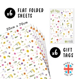 CENTRAL 23 - Floral Wrapping Paper - White Gift Wrap For Women Girls - Pink Flowers - 6 GiftWrap Sheets For Her - For Wedding Birthday Thanksgiving Christmas Decorations - Recyclable - Made in UK