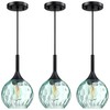 Doraimy Lighting 6.3" Hammer Green Glass Pendant Light 3 Pack