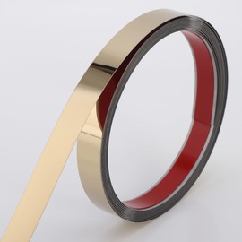 Coengwui Peel and Stick Metal Molding Trim, Self-Adhesive Stainless Steel for Wall, Fireplace, Mirror Edging and Craft Decoration (Glossy Gold, 20ft x 0.6in)