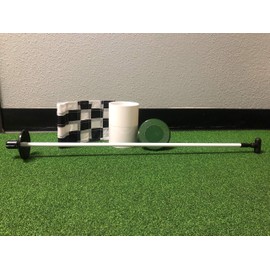 30" Flag Pole with Metal Ball Retriever Base Bundled with 6" Aluminum Putting Green Cup + Checkered Nylon Golf Pole Flag (Black/White) + Golf Cup Cover