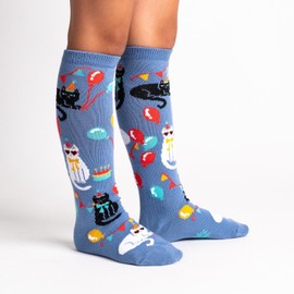 Sock It To Me, Juniors A Purr-fect Day Knee High Socks, One Size