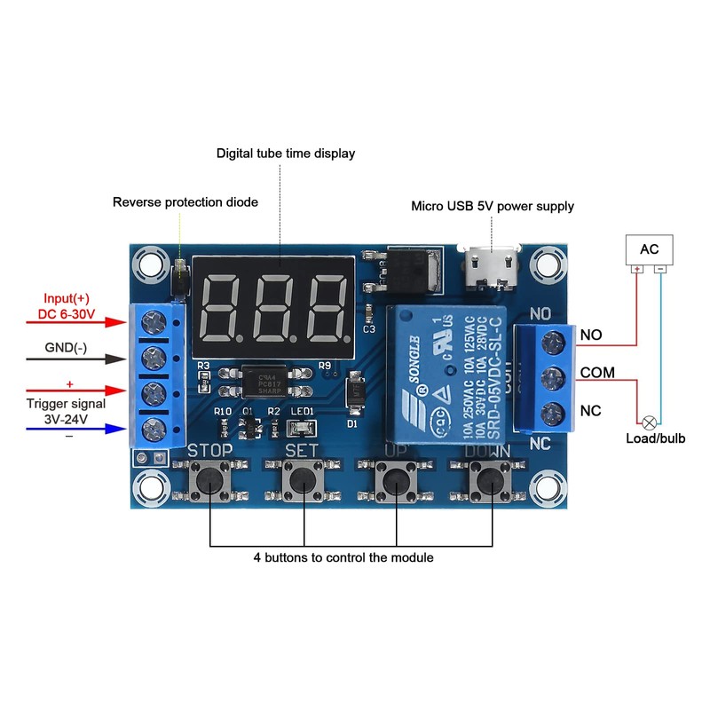 DIANN 2pcs DC 6V-30V Timer Relay Module Trigger Cycle Delay