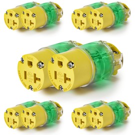 Yomiuwo 10 Pack 20 Amp Extension Cord Ends Lighted Connector Extension Cord Repair Female End, Straight Blade Cord End Replacement, 20 Amp 125Volt, NEMA 5-20R, 2 Pole 3Wire Grounding