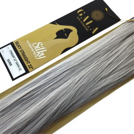 GALA BY IBEAUTY Silky Extension Cabello Lacia 100% Fibra Natural 22 Pulgadas (#SILVER PLATA), 1.0 unidad