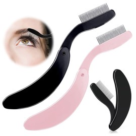 2 Stück Folding Wimpern Kamm Seperator Lash Seperator Brow Comb Wimpern Separator Wimpern Pinsel Wimpern Kamm Mascara Applicator, Make-up Grooming Tool Kosmetik (schwarz/Rosa)