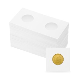 QUARKZMAN Münzwürfe 2" x 2", 100er Pack Karton Münzhalter Münzsammlerbedarf Papier Münzdisplay-Hüllen für 23mm/ 0,9" Münzsammler, Weiß