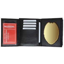 "Handmade" Black Leather Badge Mens Wallet Concealed Carry Weapon ID Shield Holder