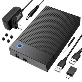 Gbformat 3.5 Hard Drive Enclosure, USB C/USB 3.0 SATA HDD Dockingstation für 2,5 und 3,5 Zoll SATA HDD/SSD, 6Gbps Internal Hard Drive Case Festplatten Adapter mit 12V/2A Netzadapter, UASP