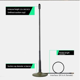 Soft Whiplash Walkie Talkie - 16 ft Mobile Magnetic Base Extension for HAM, CAR Radio, Marine VHF, Dual Band, HAM Radio Base Station, HAM Radio - 144/430 MHz