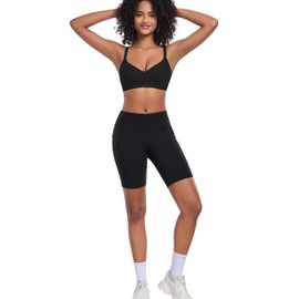 ANGOOL Women's Sports Bra Non-Wired Padded Adjustable Straps Low Impact Workout for Yoga Pilates Gym, Black+Grey, S