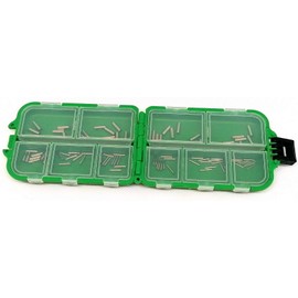 Practical clamping sleeves set with approx. 100 crimp sleeves (sizes: 0.4 mm - 2.5 mm inner diameter) + free Petri Heil! sticker