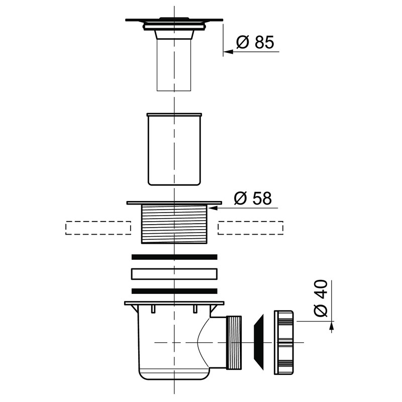 Wirquin Tourbillon 30723171 Shower Drain D60 Grid ABS Chrome-Plated