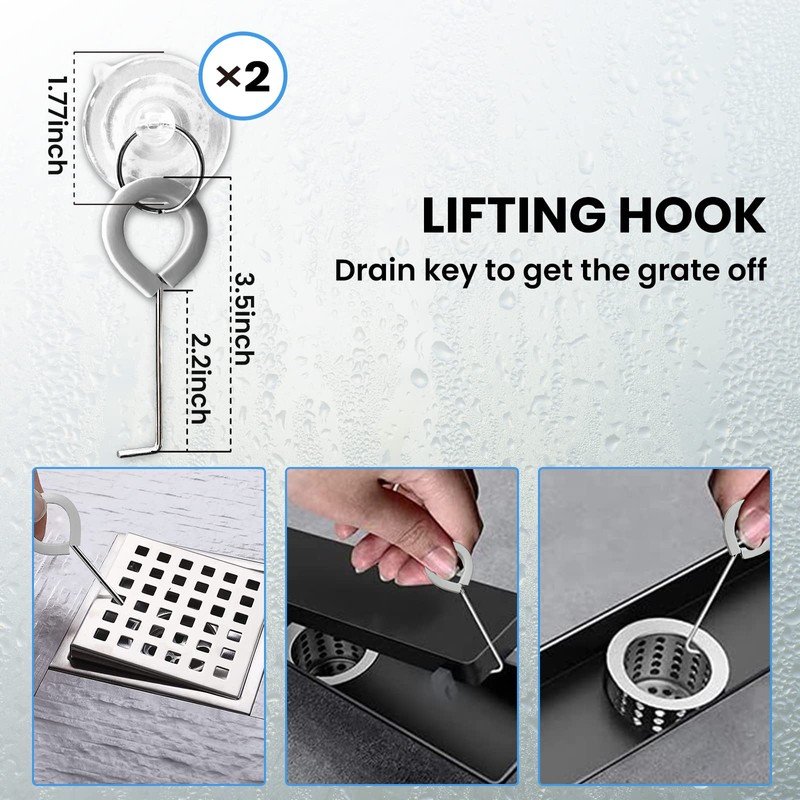 ARIOSOX 4-Pack Shower Drain Hooks for Drain Cover Removal, Assists