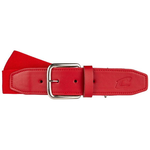 CHAMPRO Baseball Belt with Leather Tab, Scarlet, Youth
