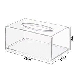 Chris.W 2 Pack Clear Tissue Dispenser Box, Facial Acrylic Tissue Box Cover Holder, Napkin Organizer for Bathroom Kitchen Office Room, Rectangle Dryer Sheet Holder Mask Case Holder