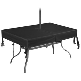 Square Patio Table Cover with Umbrella Hole 40" L x 40" W x 6" H - Waterproof Outdoor Table Cover - Heavy Duty 600D Oxford Fabric Patio Furniture Covers