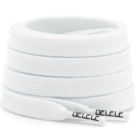 DELELE Sneakers Flat Shoe Laces: 2/5 Inches Wide Snow White Athletic Replacement Shoelaces 47 inch