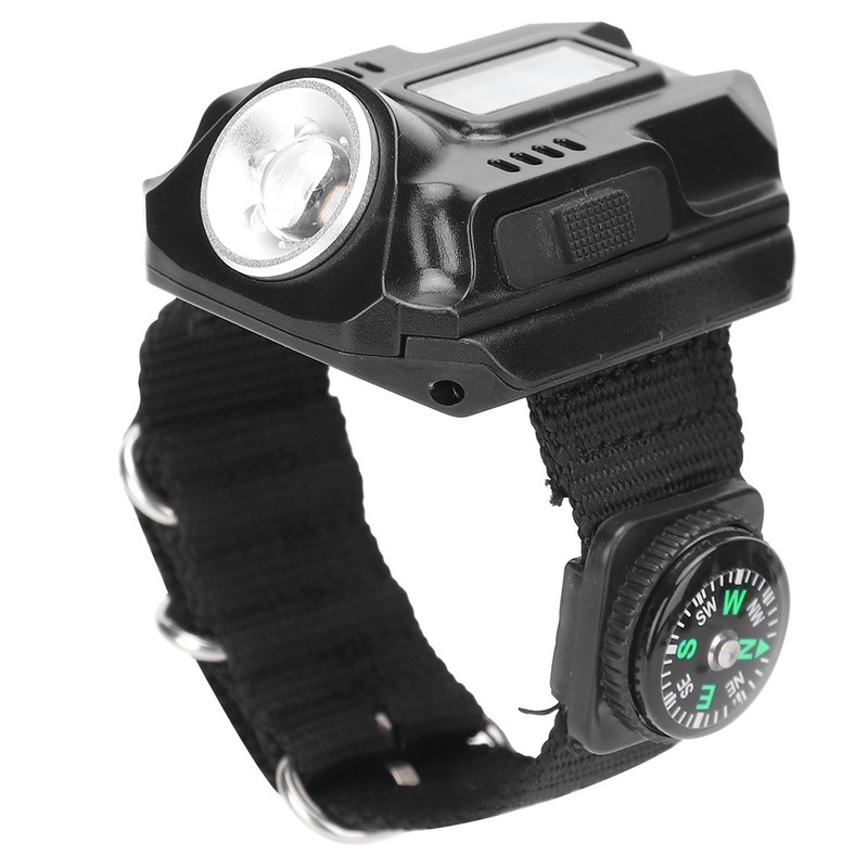 Wrist LED Light Hand Flashlight with Display Electronic Watch MultiFunctional