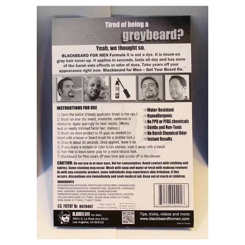 Blackbeard for Men Beard Color – 1-Day Beard, Mustache, Eyebrow,
