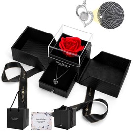 TangDouJM Rose Gifts for Women,Mum,Wife,Womens Birthday Gifts, Rose with I Love You Necklace in 100 Languages,Gifts for her on Birthday, Anniversary, Valentine's Day, Mother's Day, Christmas ﻿