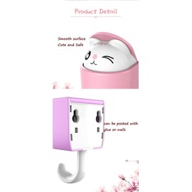 Cute Panda Bear Hooks Wall Mounted, Peek-A-Boo, Aromatherapy, Heavy Duty Self Adhesvie Hooks, Decorative for Kids Girls, for Bedroom Kitchen, for Key Coat Robe Towel, 4 Pack (Purple White Pink)