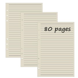 3 Packs A5 Refill Paper, 6 Hole 240 Sheets Filler Inserts Loose Leaf Paper for Scrapbooks Journals Painting Diary [Lined]