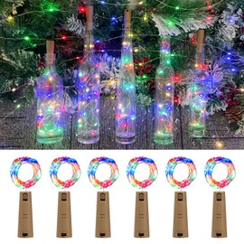Etinga Dual Battery Pack LED Bottle Lights, 6.6ft 20led Double The Lighting Time, for Indoor and Outdoor use, for Christmas,(6 Pack, Multicolour（Dual Battery Pack）)