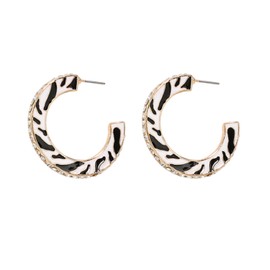 Crystal Zebra Print Big Large Hoop Earrings for Women Black and White Wide Thick Hoop Earrings Daily Jewelry (Zebra Print)