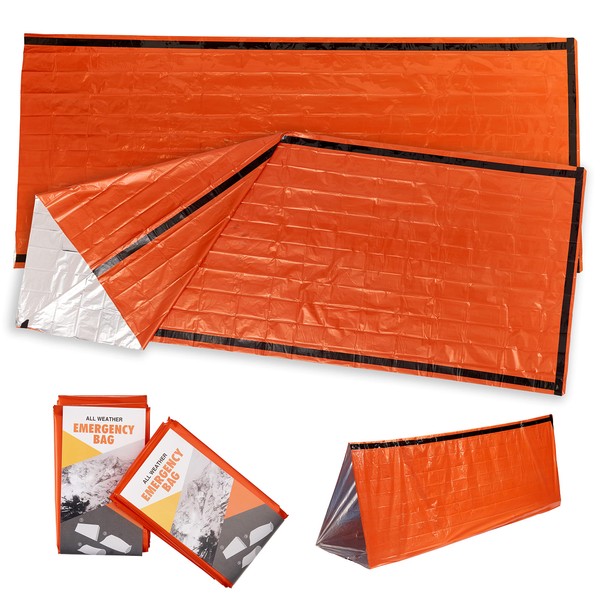 Bramble - 2 Premium Emergency Thermal Survival Weatherproof Sleeping/Bivvy Bags for Camping & Hiking