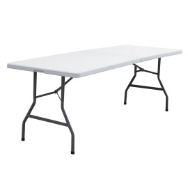 HomGarden 8ft Plastic White Folding Table Picnic Party Camping Table Portable