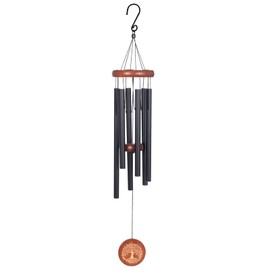 Lovionus89 Sympathy Wind Chime Outdoor 32 Inch Tree of Life Metal Deep Tone Large Memorial Wind Chime with 6 Tuned Tubes for Garden Window Hanging Decoration, Black