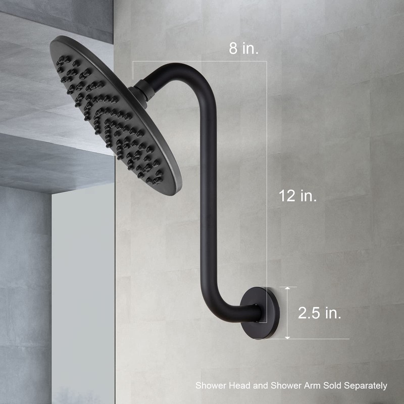 OFFO Shower Head Extension Arm 12 Inch, Matte Black S