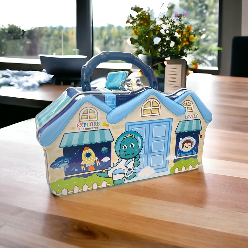 Funny Metal Money Box with Lock and Key, Large Size