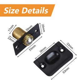 Morobor Black Adjustable Door Ball Catch, 4pcstainless Steel Adjustable with Strike Plate, Stainless Steel Elasticity-Adjustable Hardware for Door, Closet,Cabinet