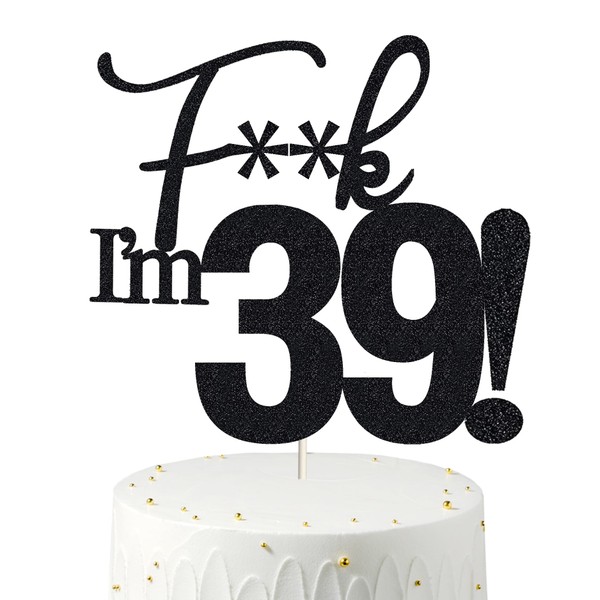 39 decoraciones para tartas, 39 decoraciones para tartas de cumpleaños, purpurina negra, divertida decoración para tartas 39 para hombres, 39 decoraciones para tartas para mujeres, 39 cumpleaños, decoración para tartas de 39 cumpleaños, treinta y nueve