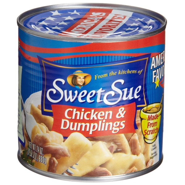 Sweet Sue Chicken & Dumplings, 24 oz Can (Pack of 12) - 14g Protein per Serving - Made from Scratch Recipe