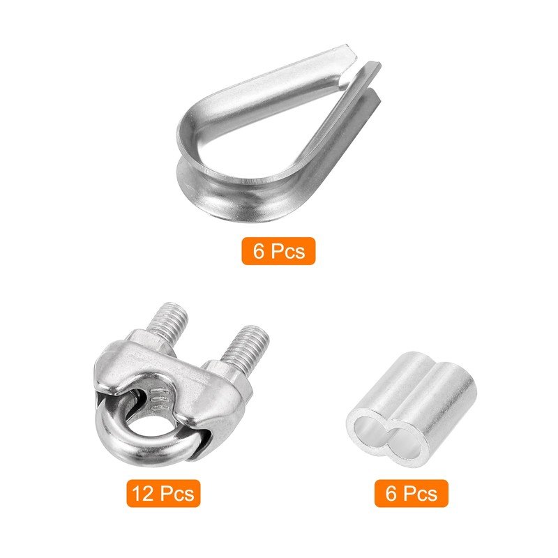 sourcing map M5 Wire Rope Accessory Set for 3/16" Dia