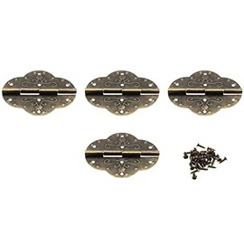 Oval Antique Hinges, LBTODH 4 pcs Retro Style Antique Bronze Decorative Hinges,for Wooden Jewelry Box Case/Cabinet/Drawer Toolcase(70 x 54 mm)