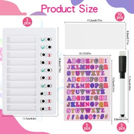Pack of 3 To Do List Children, Checklist with 10 Blank Paper, 3 Whiteboard Markers, 5 Stickers, Reusable To Do List Slider, Checklist Board for Children, Learning Planning Schedule