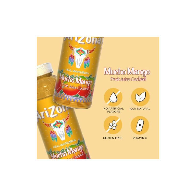 AriZona Mucho Mango - Fruit Juice Cocktail - 16 Fl