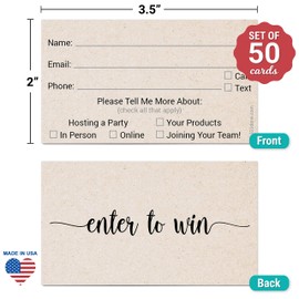 321Done Direct Sales Raffle Tickets (Set of 50) 3.5" x 2", Enter to Win Tickets Lead Sheet, Entry Form Name, Phone, Email for Network Marketing MLM Host Party, Kraft Tan
