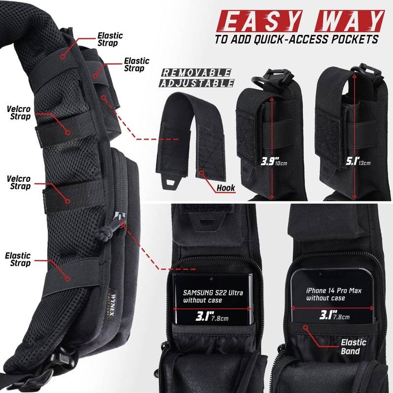 WYNEX Molle Accessories Pouch with Zipper Pocket, Backpack Strap Pouch