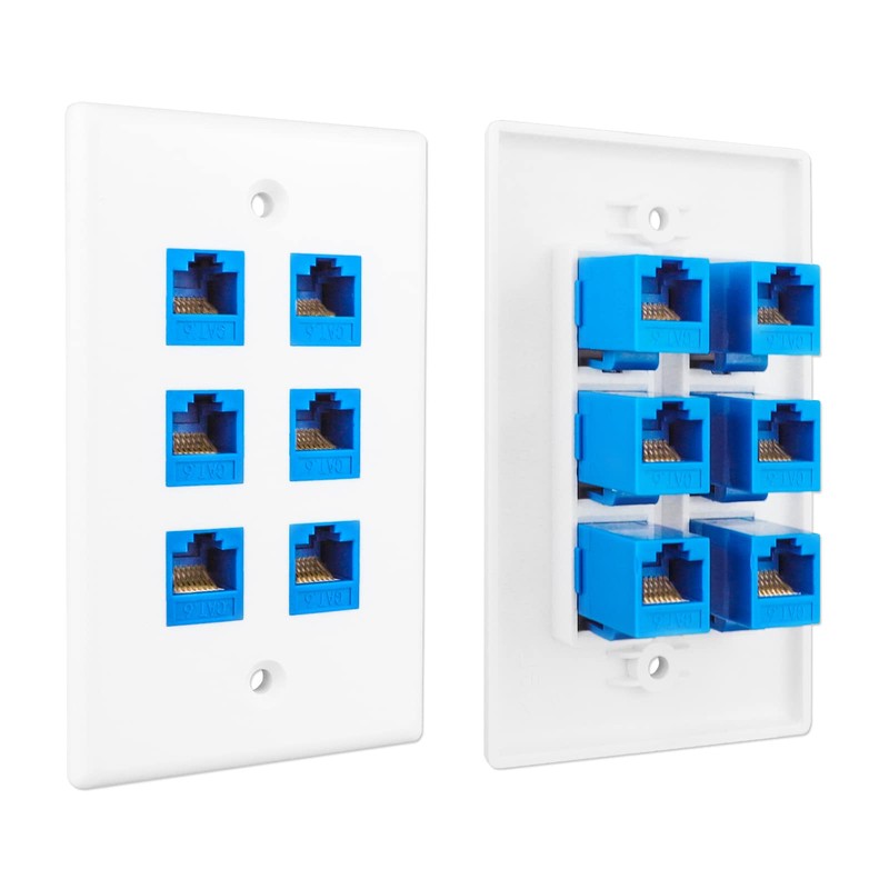 iwillink (1-Pack) 6-Port Ethernet Wall Plate, RJ45 Wall Plate with