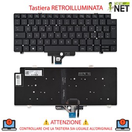 new net - Tastiera compatibile con Dell Latitude 5420, 5421, 5430, 5431, 5440, 7420, 7420 2-in-1, 7430, 7530, 7520 [Senza frame - colore tasti Nero - Retroilluminata - Layout ITA]