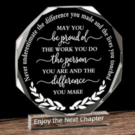 COCHIE Thank You Employee Appreciation Acrylic Award Plaque Sign - Inspirational Retirement Gift for Coworkers - Office Table Decor Keepsake, 4.75.3 Inch, White