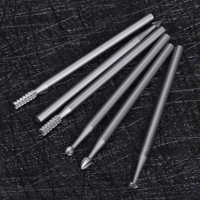 6Pcs/Set 2.35mm Handle Tungsten Steel Milling Cutter Carving Knife Engraving