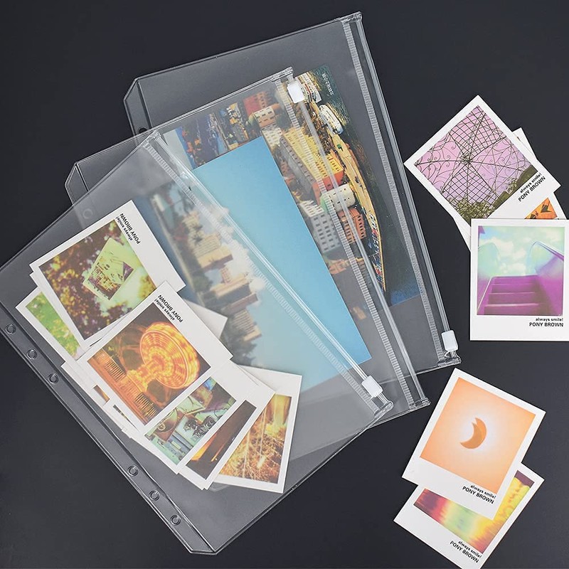 Personal Organizer Refill Zippered Pocket LOORIPRO A5 Clear Pockets 8-Piece
