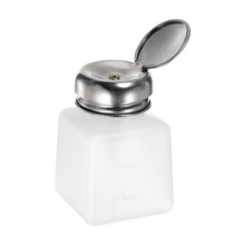 HARFINGTON Solvent Alcohol Dispensers 100ml(3.4oz) Push Down Liquid Dispenser Pump Bottle with Sealing Stainless Steel Lid for Acetone Cleanser Polish Remover, White